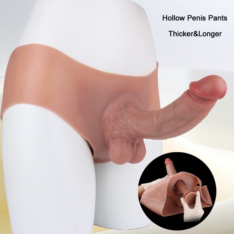Ultra Hollow Enhanment Pants For Men Wearable Silicone Penis Extender Enlarger