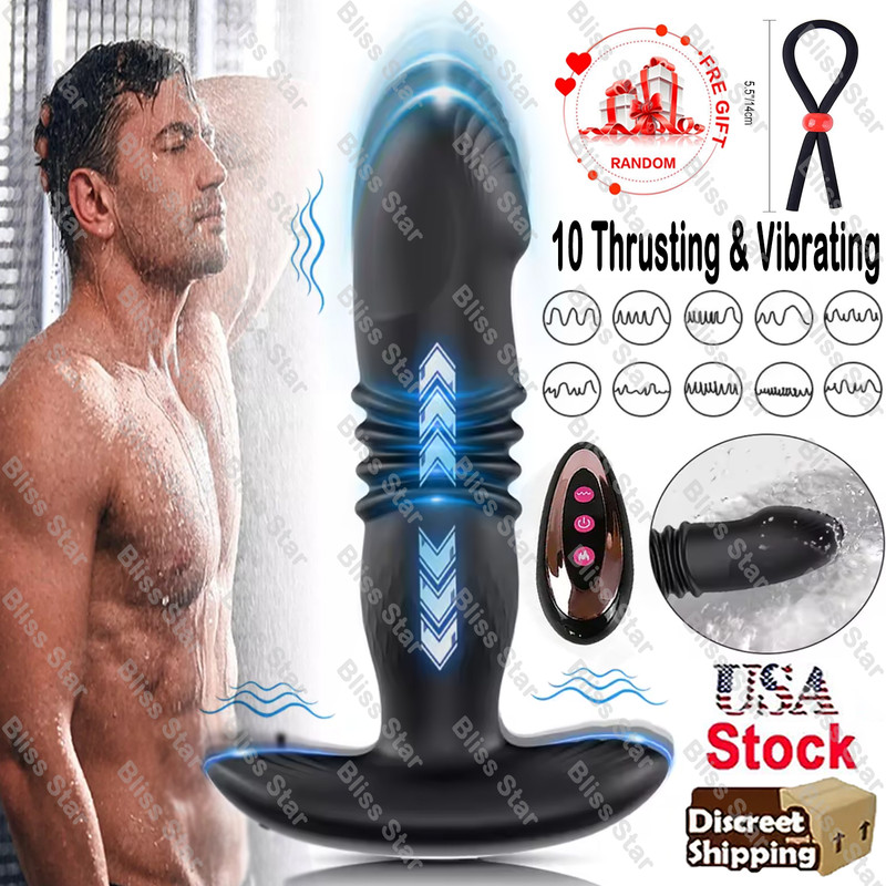 Thrusting Anal Butt Plug Dildo Vibrator Prostate Massager Sex Toys for Women Men