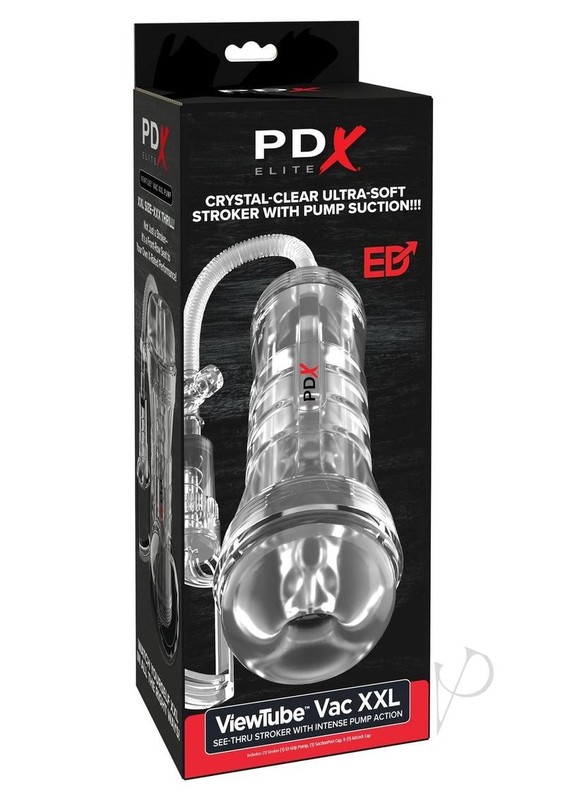 PDX Elite ViewTube Vac XXL Pump See-Thru EZ-Grip Pump Stroker – Clear