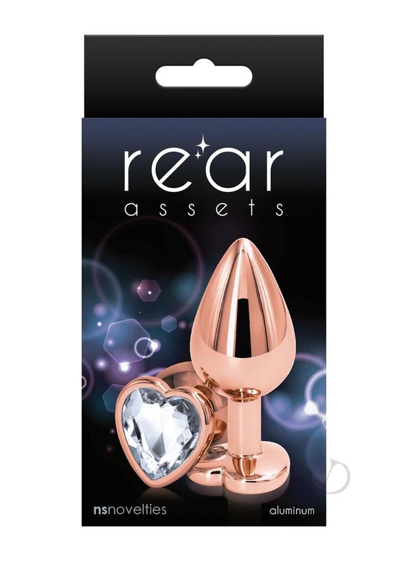 Rear Assets Rose Gold Heart Anal Plug – Medium – Clear