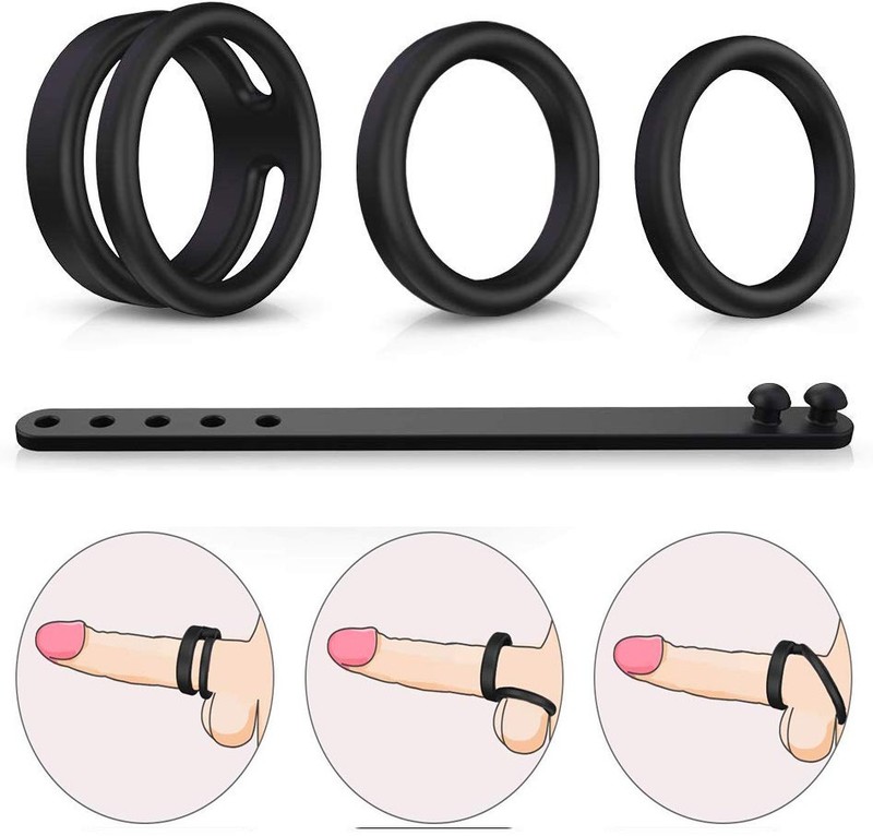 4 Set Cock Rings Silicone Rubber Penis Ring Soft for Men Sex Toy Adjustable gallery