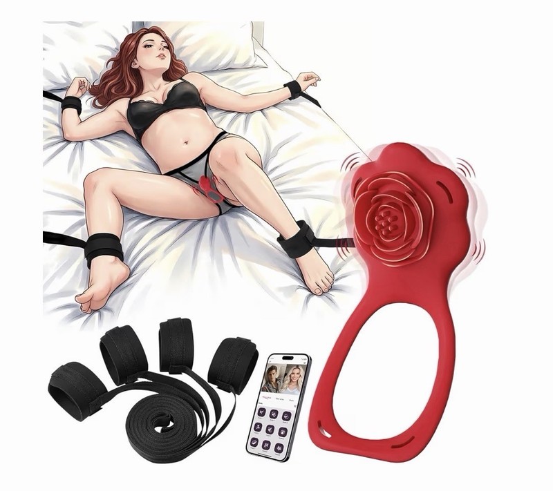 Bed Restraint Kit & Wearable Vibrating Panty Remote/App Control Set