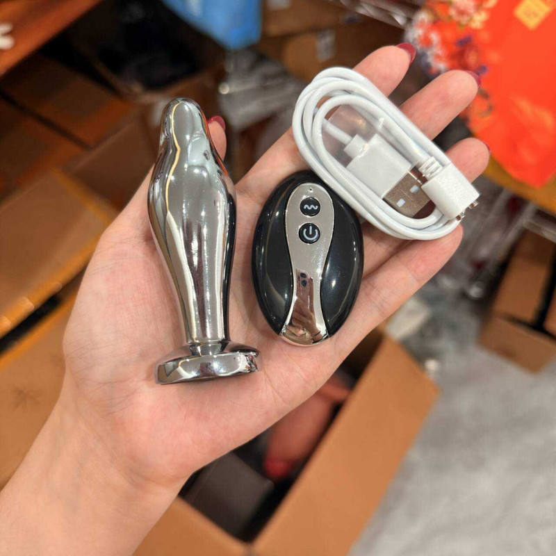 Metal Anal But Plug Vibrating Buttplug G-spot Massager Sex Toys for Men Women gallery