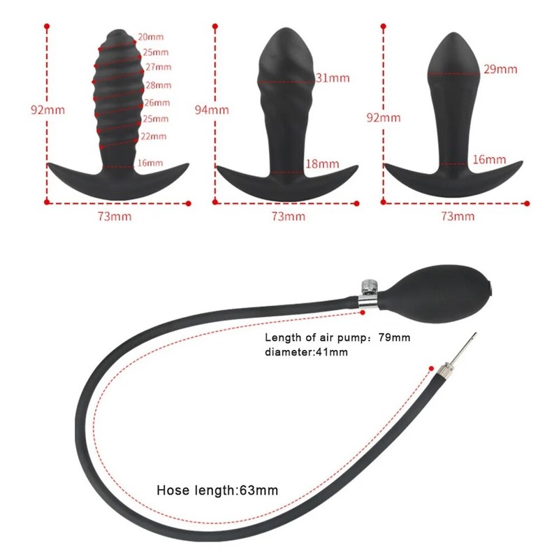 Big Dilator Male Ass Stretcher Anal Trainer Butt Plug Inflatable Air Ball Dildo gallery