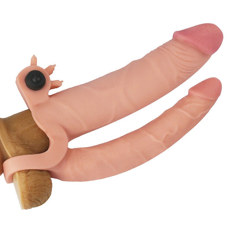 Lovetoy Doble Penetración Anal 1&Prime; Grueso 30% Condones Reusable Manga Pene