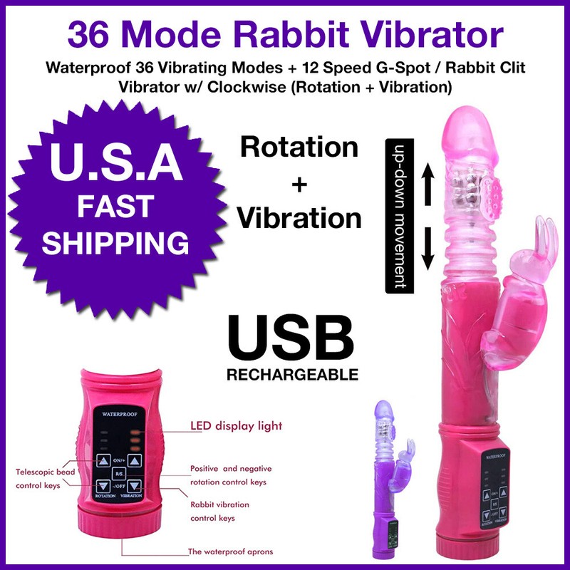 Up & Down Thrusting Dildo Rabbit Vibrator G-Spot Rotation 36 Mode + 12 SPEED