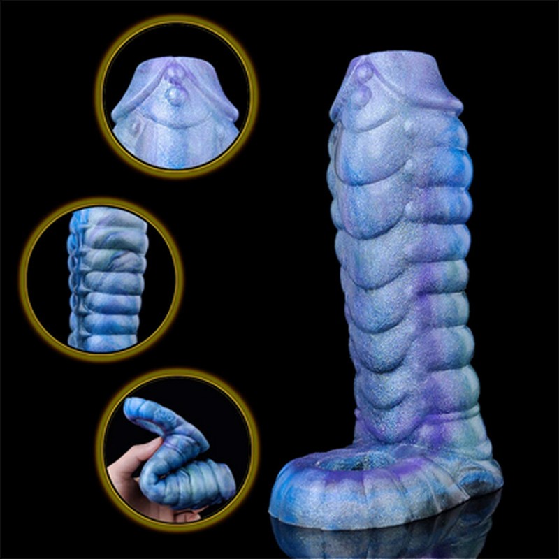 Fantasy Ribbed Dragon Penis Sleeve Soft Silicone Sheath Stretchable Dildo sexToy