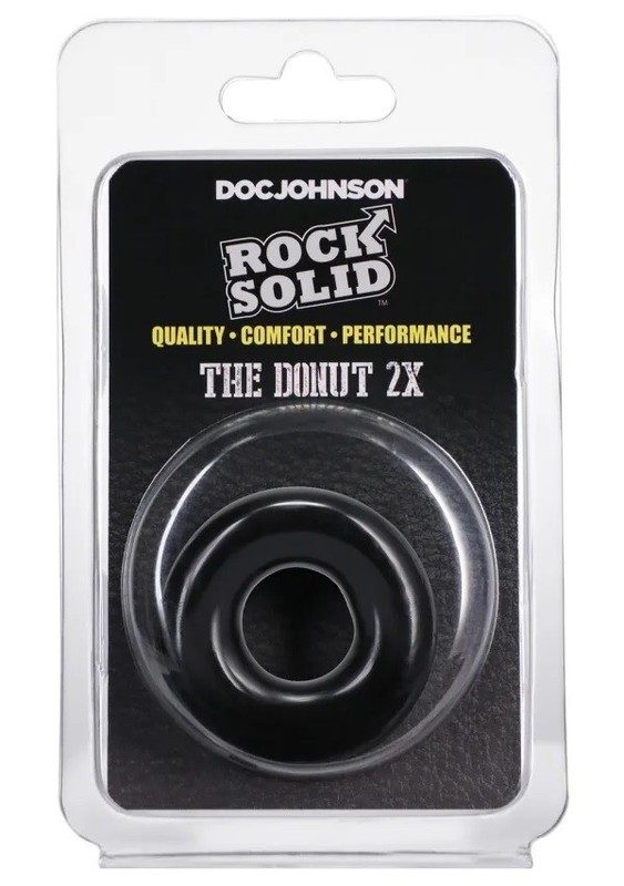 Doc Johnson Ultimately Pleasurable Rock Solid Donut 2x Black Cock Ring, New