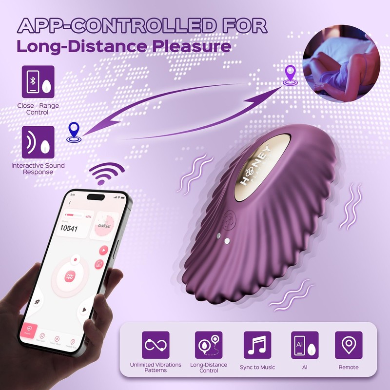 HoneyPlayBox Pearl 2 Wearable Panty Vibrator for Women, APP Extra, Purple gallery
