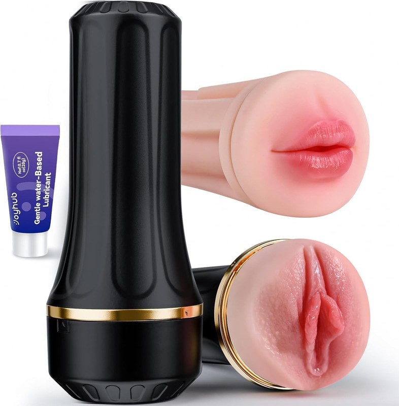 EINSEO Male Masturbator with Dual Sleeves – 7.5in Pocket Pussy Mouth Texture-BB