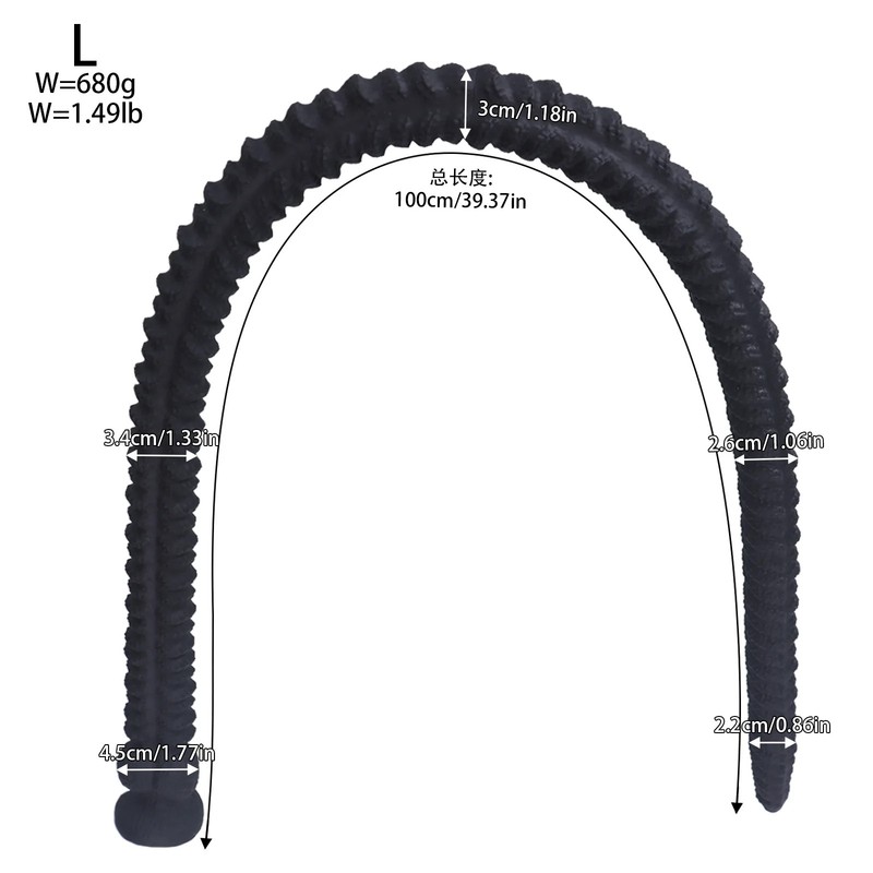 100CM Long Butt Plug Monster G Spot Dildo with Spiral Ridge Texture Anal Sex Toy