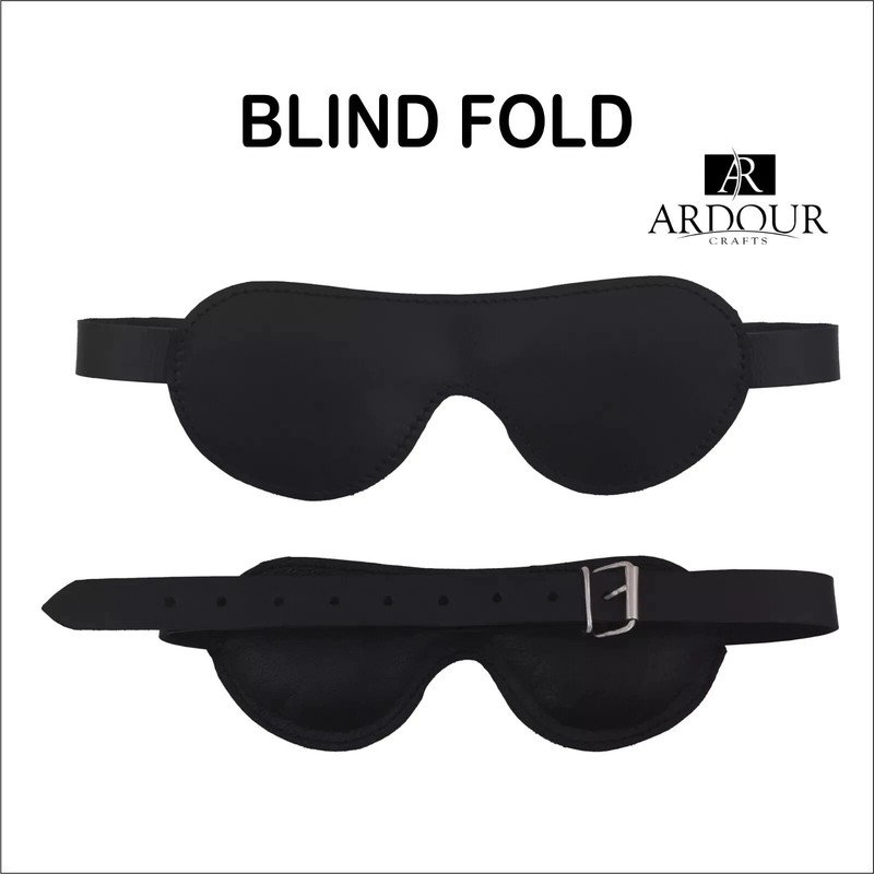 Real Leather Wrist Cuffs & Blindfold Set Adjustable Restraint Couples Role Play gallery
