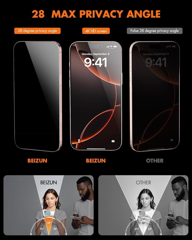 Auto Align Kit Privacy Screen Protector for iPhone 15 Plus 16 Plus Easy Install gallery