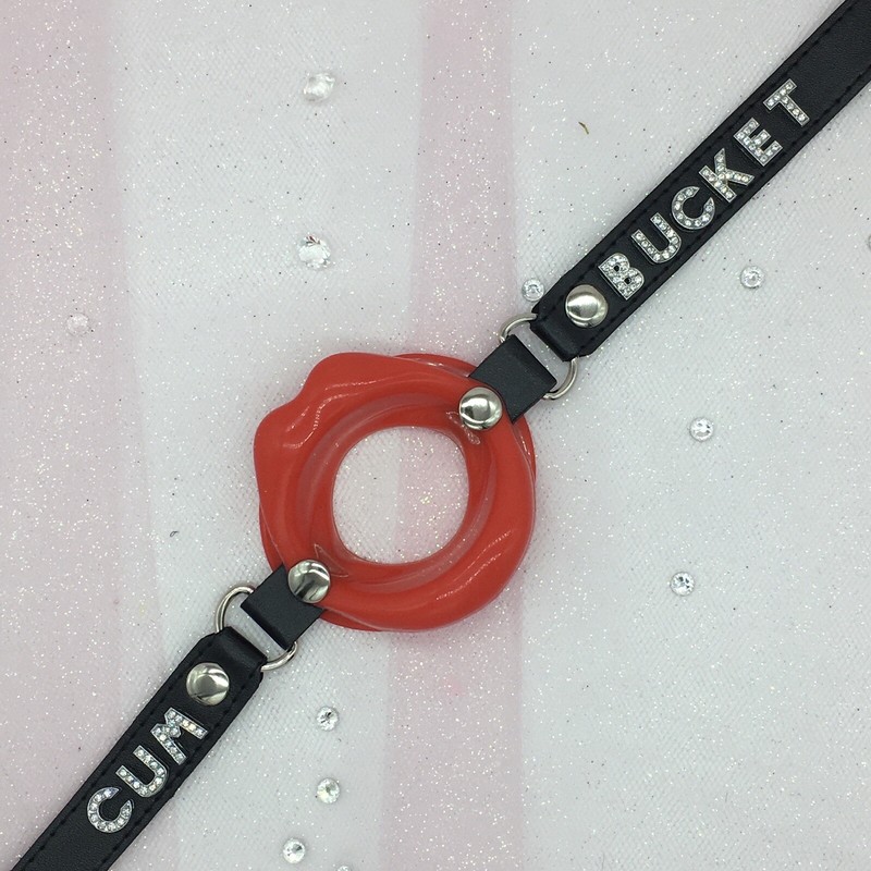 DDLG Bondage Open Mouth Lips Gag Ball BDSM Petplay Daddy’s Slut Whore Cum Bucket