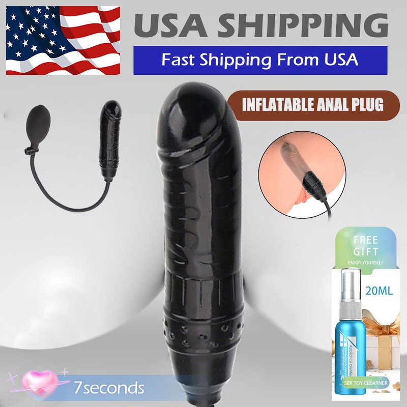 Extra-Large-Inflatable-Male-Prostate-Anal-Butt-Plug-Dildo-Huge Sex-Toy + Cleaner