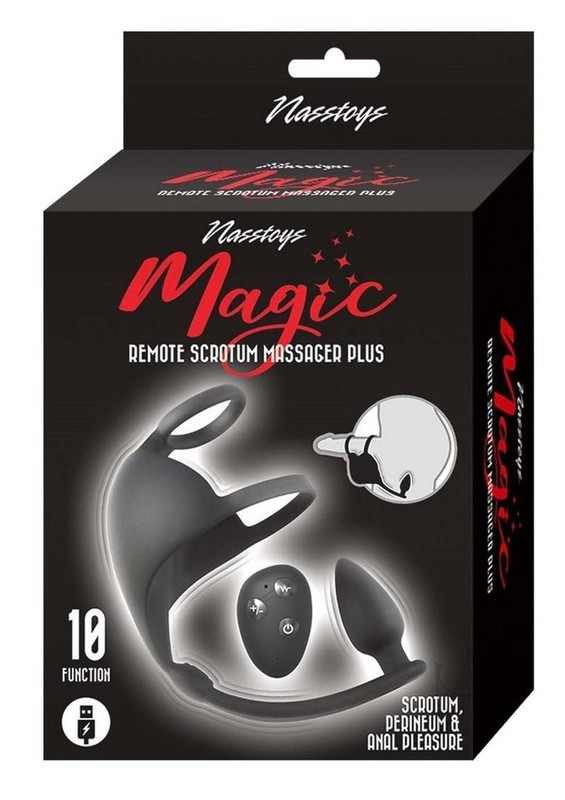 Magic Scrotum Massager Rechargeable Silicone Plug with Remote Control – Black