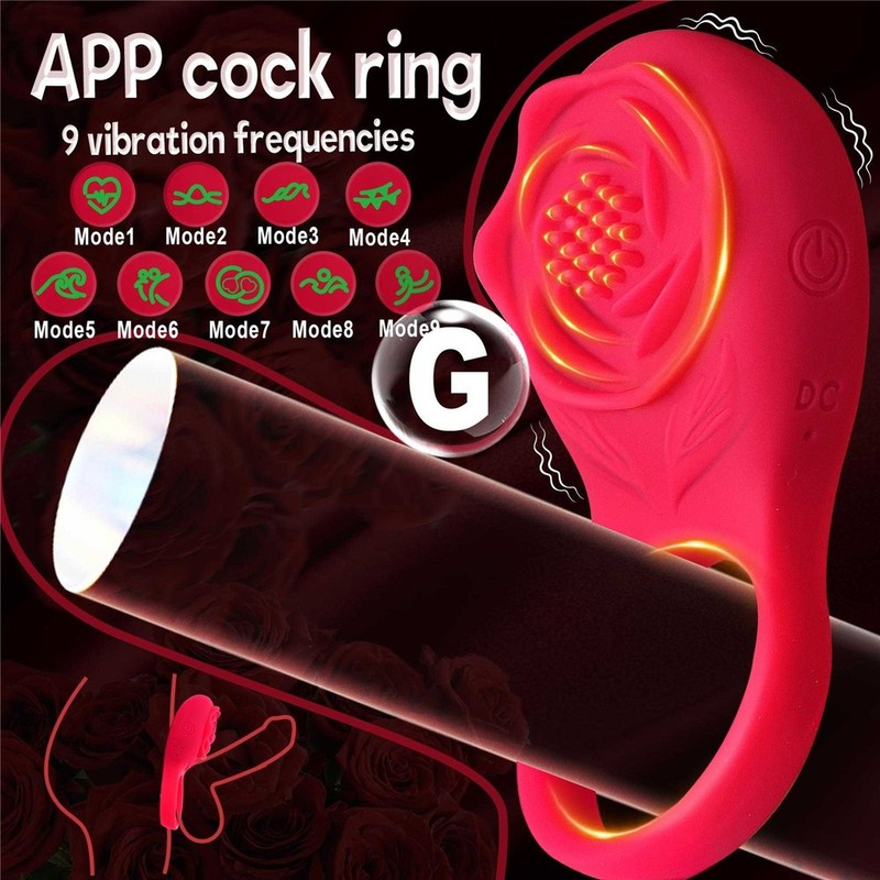 Rose Design Penis Cock Ring Vibrator G-spot Dildo Massager Sex Toys Adult Couple gallery