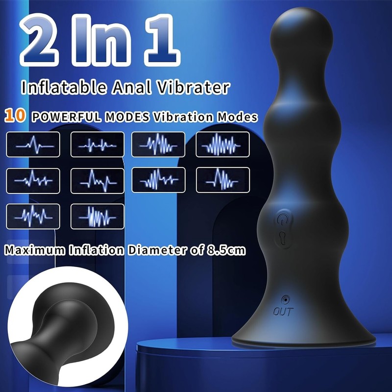 Vibrating Butt Plug Inflatable Dildo Prostate Massager Anal Beads Sex Toys gallery