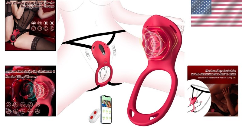 Couples Rose Remote Control Vibrator Waterproof Silicone for Hands Free Pleasure gallery