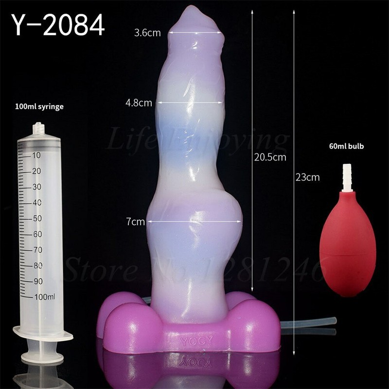 Ejaculate Penis Syringe Anal Massage Sex Toy Thick Knot Squirting Dildo Silicone gallery