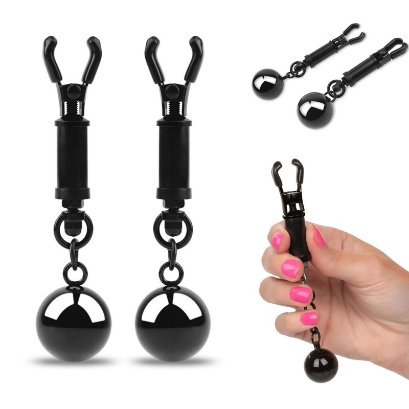 Fetish Fantasy Bondage Gear Nipple Grip Breast Nipple Clamp with Ball Weights