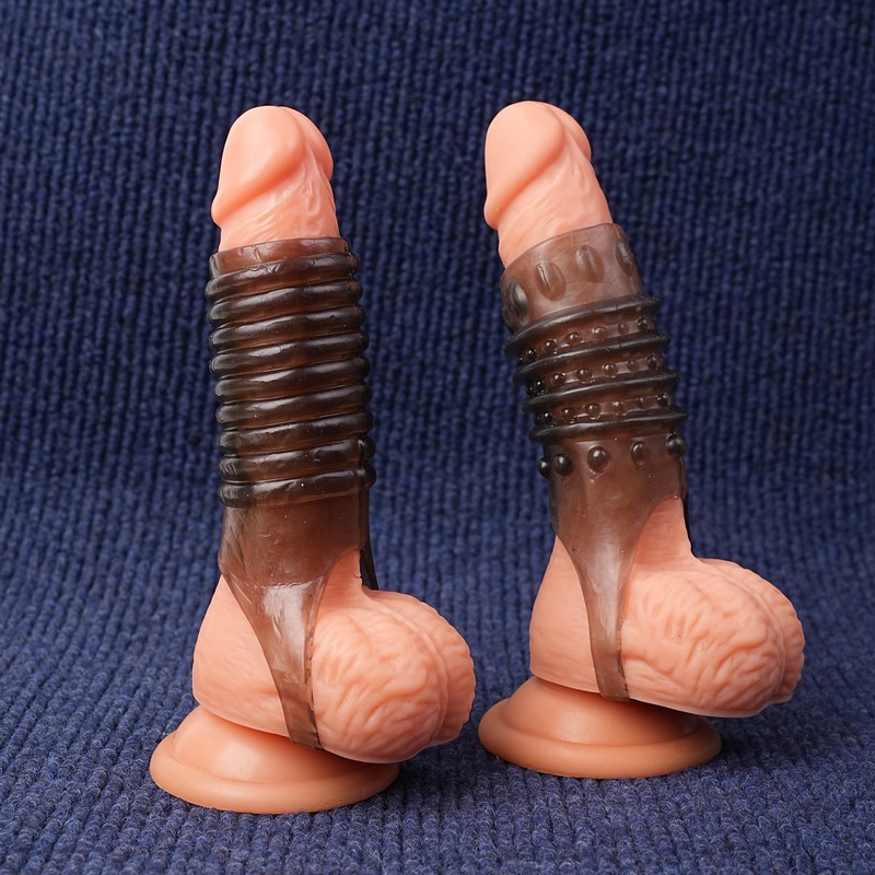2pcs Male Penis Sleeve Cock Ring Girth Ball Stretcher Enhancer Sheath Reusable