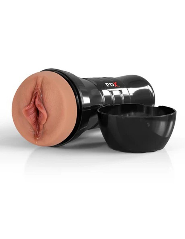 PDX Wet Pussies Super Luscious Lips XXL Brown – Self-Lubricating Pussy Stroker
