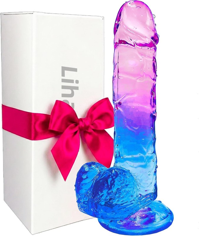 Hand-Free Play: 7.8 Inch Purple-Blue Silicone Dildo with Powerful Suction Cup gallery