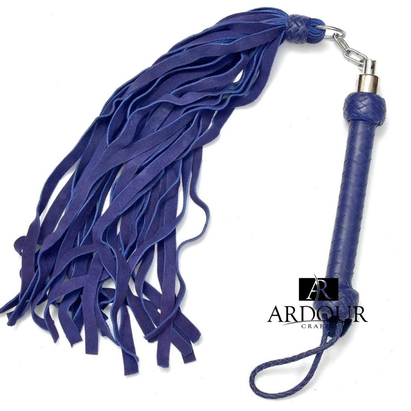 Handmade Genuine Cowhide Leather Flogger Purple – 26 Tails Braided Handle