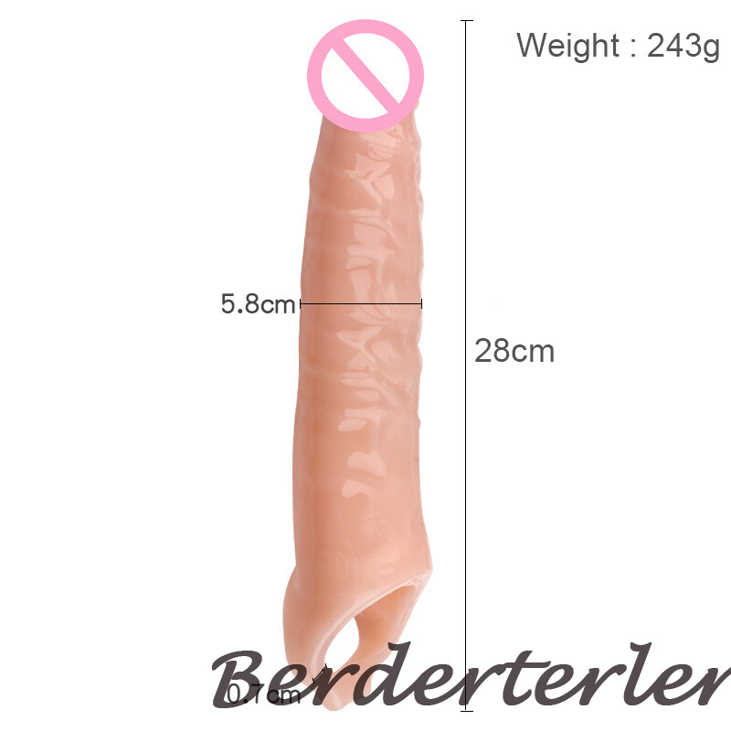 28CM Huge Penis Enlargemen Condoms Extender Realistic Soft Penis Sleeve Sex Toys gallery