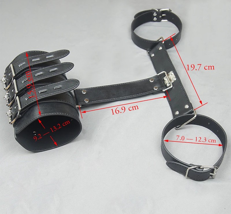 Leather Bondage Handcuffs, Armbinder Restraint ,Arms Behind Back Straitjack gallery