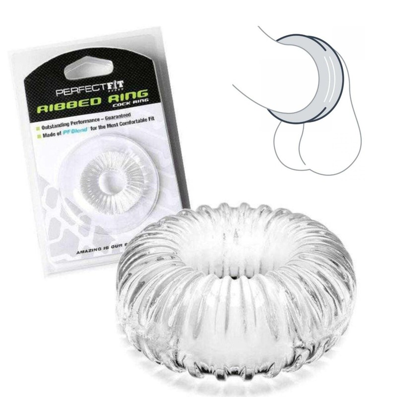 PerfectFit Ribbed Cock Ring Male Penis Erection Enhancer Prolong Delay Sex Toys