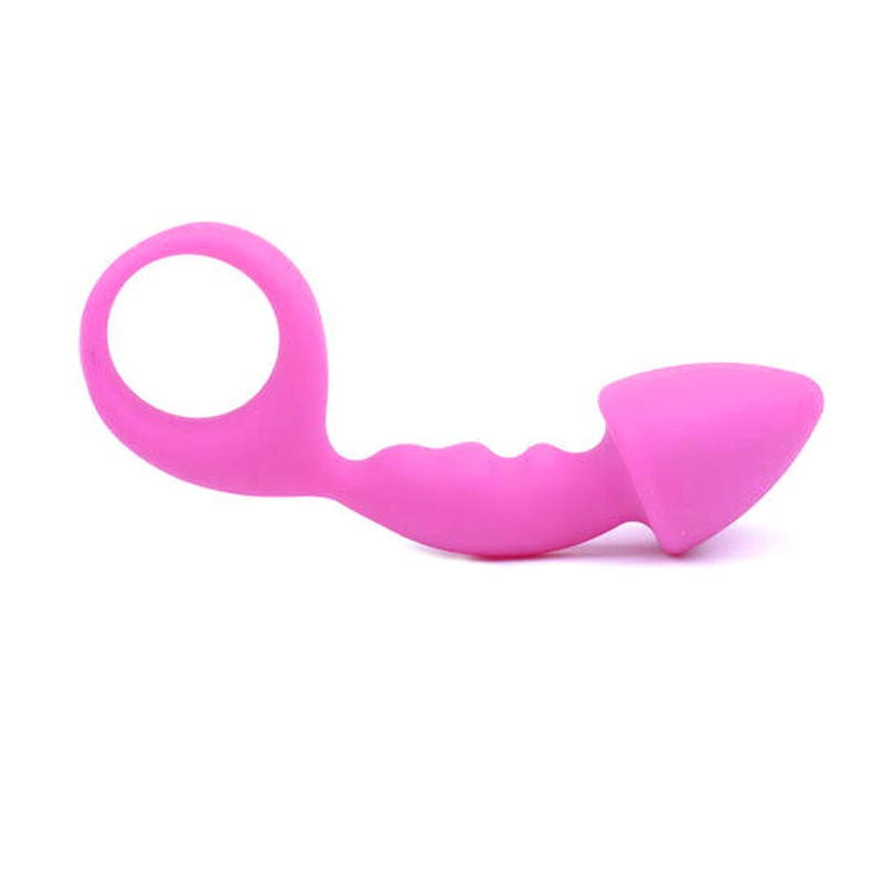 Principiante Silicona Curva de pene Forma de consolador Enchufe anal Masaje