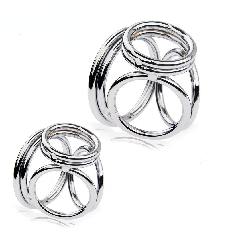 Triple Penis Cock Ring Male Cock and Ball Cage Strong Erection Adult Sex Toys