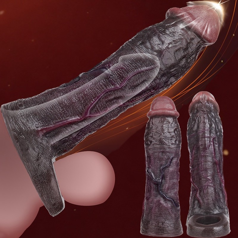 Premium Soft Silicone Penis Sleeve Wearable Thick Extender Reusable Male Enhance