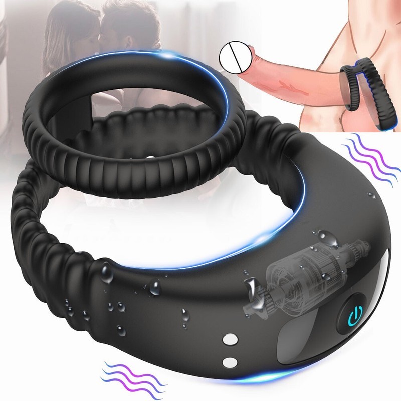 Vibrating Penis Cock Ring Testicles Stimulator Erection Enhancer Sex Toy For Men