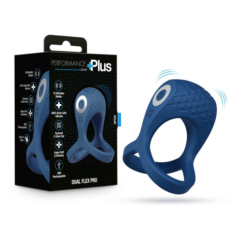 Blush Performance Plus Dual Flex Pro Vibrating Cock Ring & Strap Adult Sex Toy