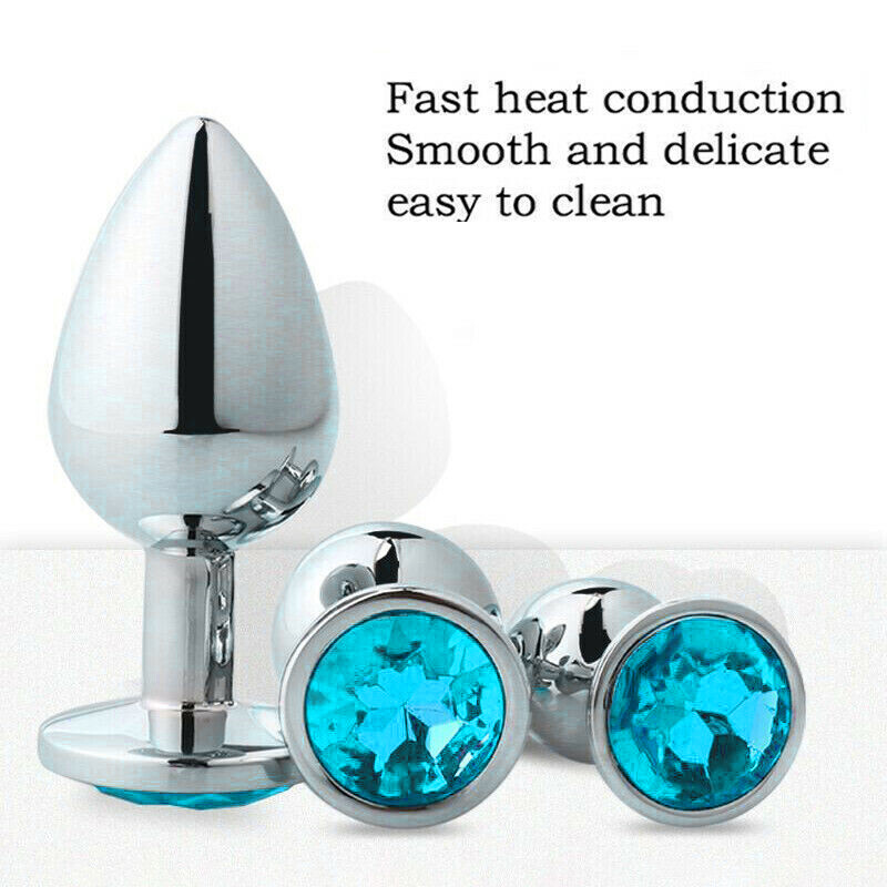 Sex Toy For Women Men Couples Metal Jewel Anal Butt Plug STAINLESS S/M/L Set Kit gallery