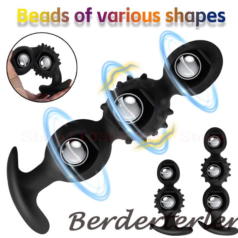 Silicone Rolling Beads AnalPlug Anal Beads Metal Built-In Balls ButtPlug Sex Toy