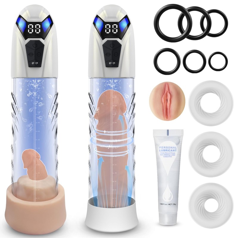Male Penis Pump Adult Sex Toys for Men Automatic Enlargers & Extend L, White