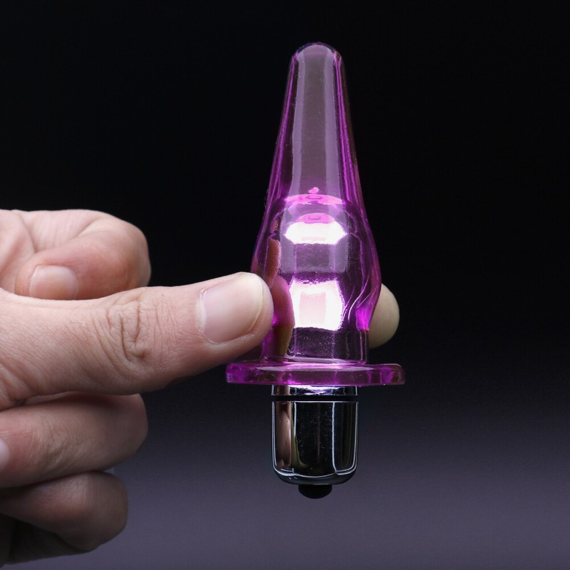 Purple Slender Jelly Vibrating Butt Plug Beginner Anal Vibrator Dildo Sex Toys