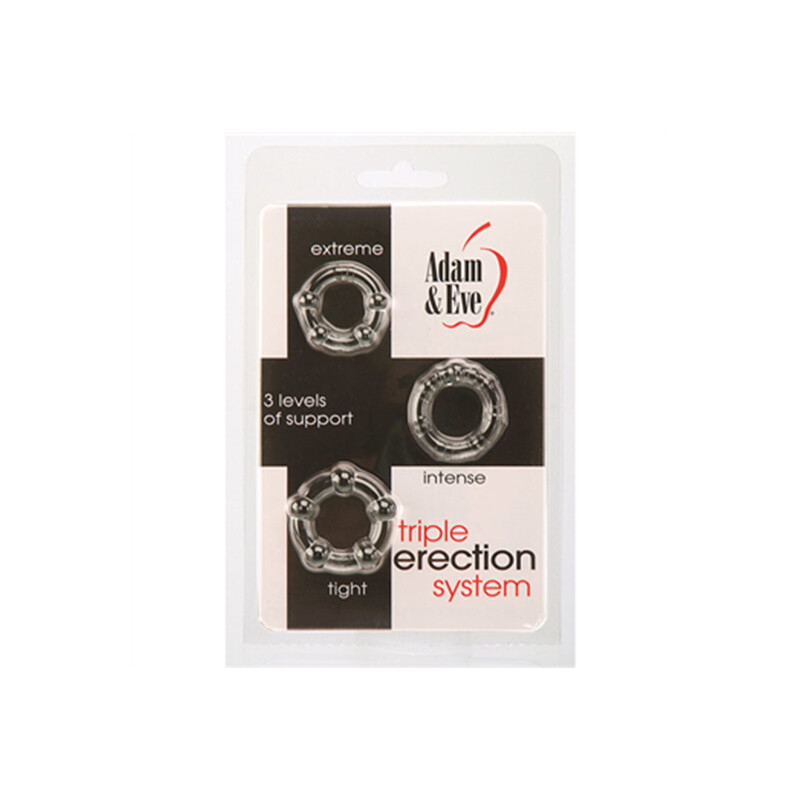 A&E Triple Erection System Set Of 3 cock rings Male Erection Enhancement Clear