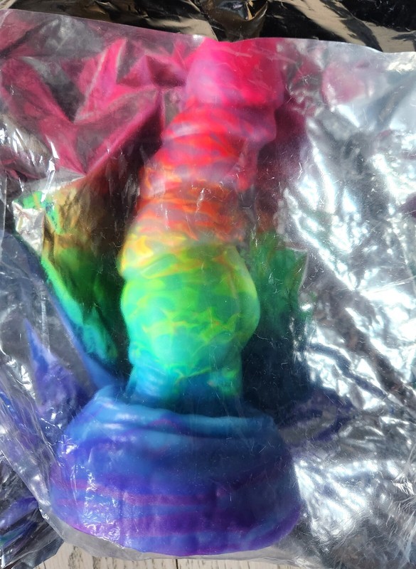 NEW Bad Dragon NOVA Fantasy MEDIUM Silicone Dildo AURORA Toy UV GLOW Rainbow gallery